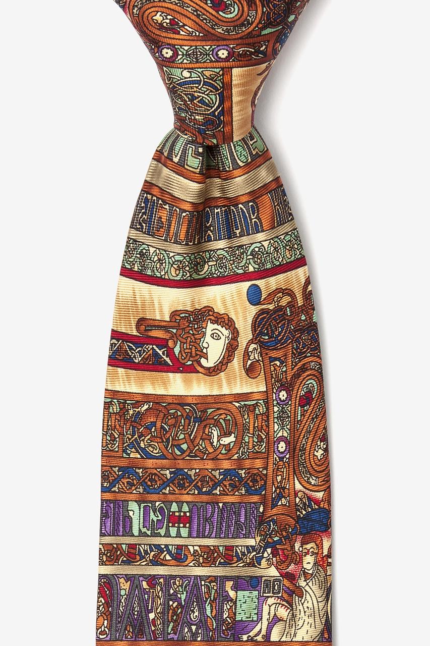 alynn Book of Kells orange 100% silk Tie