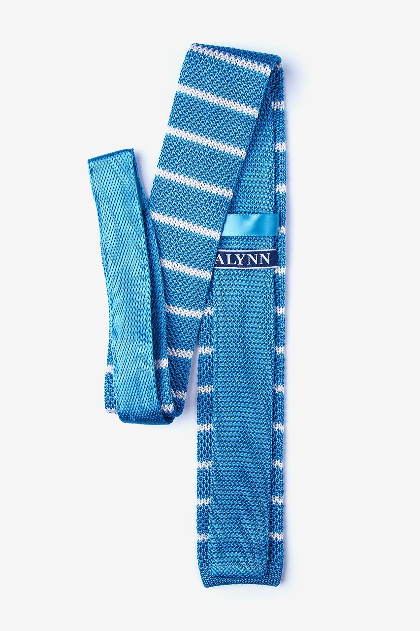 Alynn Briton Stripe Azure Blue Knit Skinny Tie