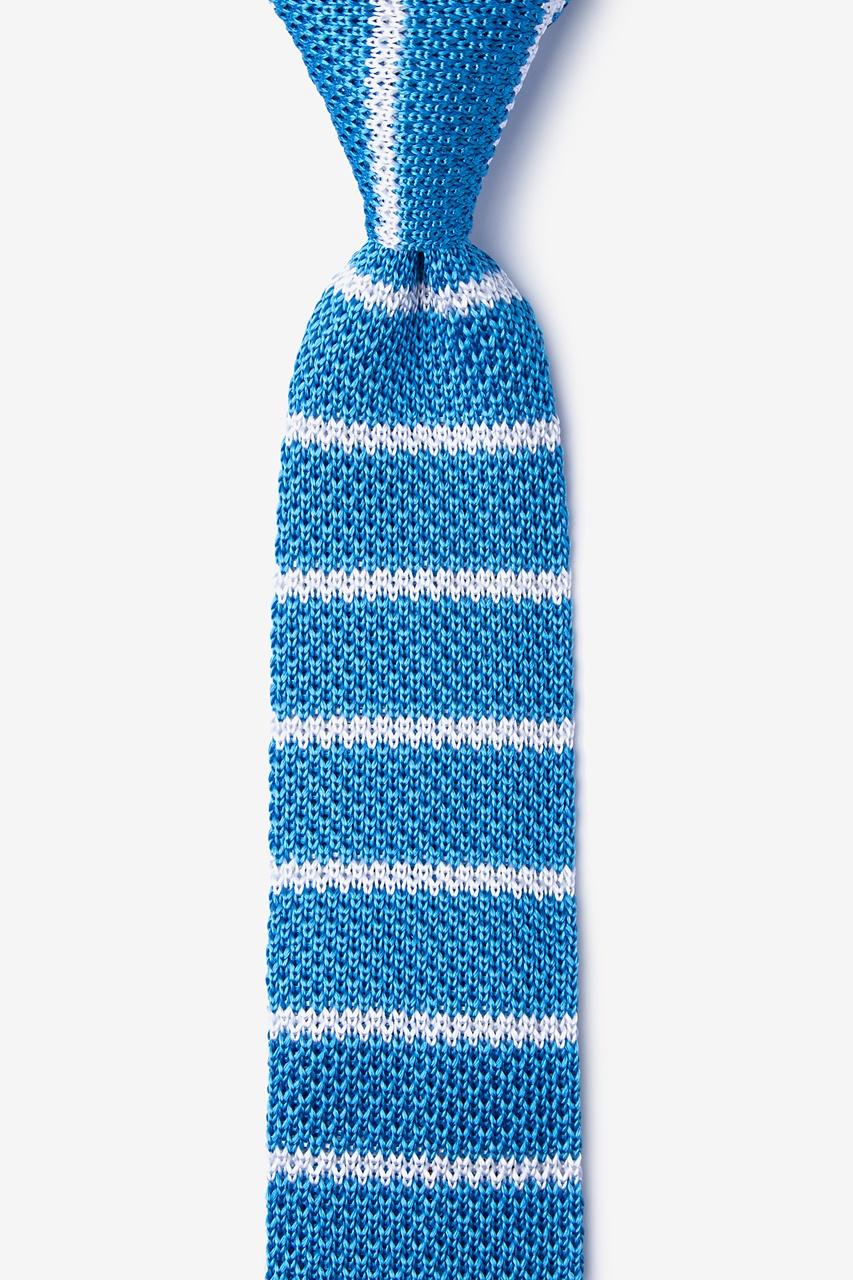 alynn Briton Stripe Azure Blue Knit Skinny Tie