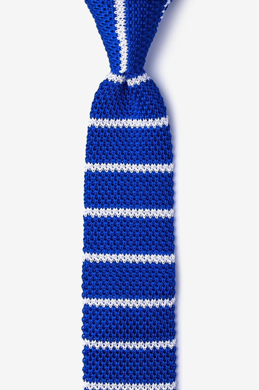 alynn Briton Stripe blue Knit Skinny Tie