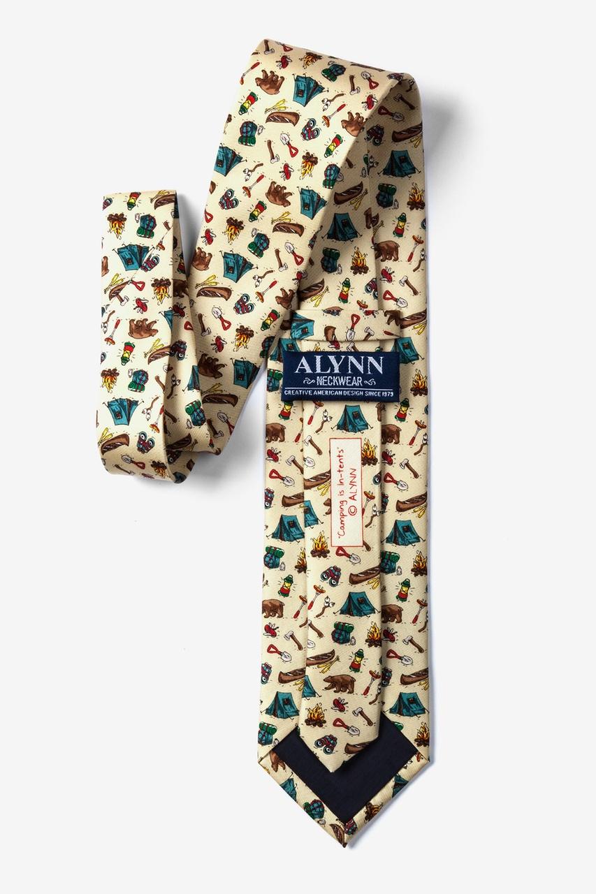 Alynn Camping Is In-tents Beige 100% Silk Tie