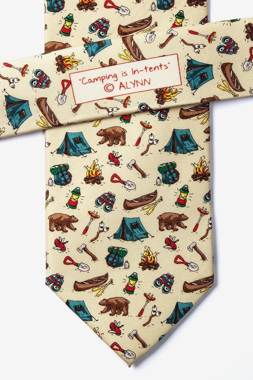 Alynn Camping Is In-tents Beige 100% Silk Tie