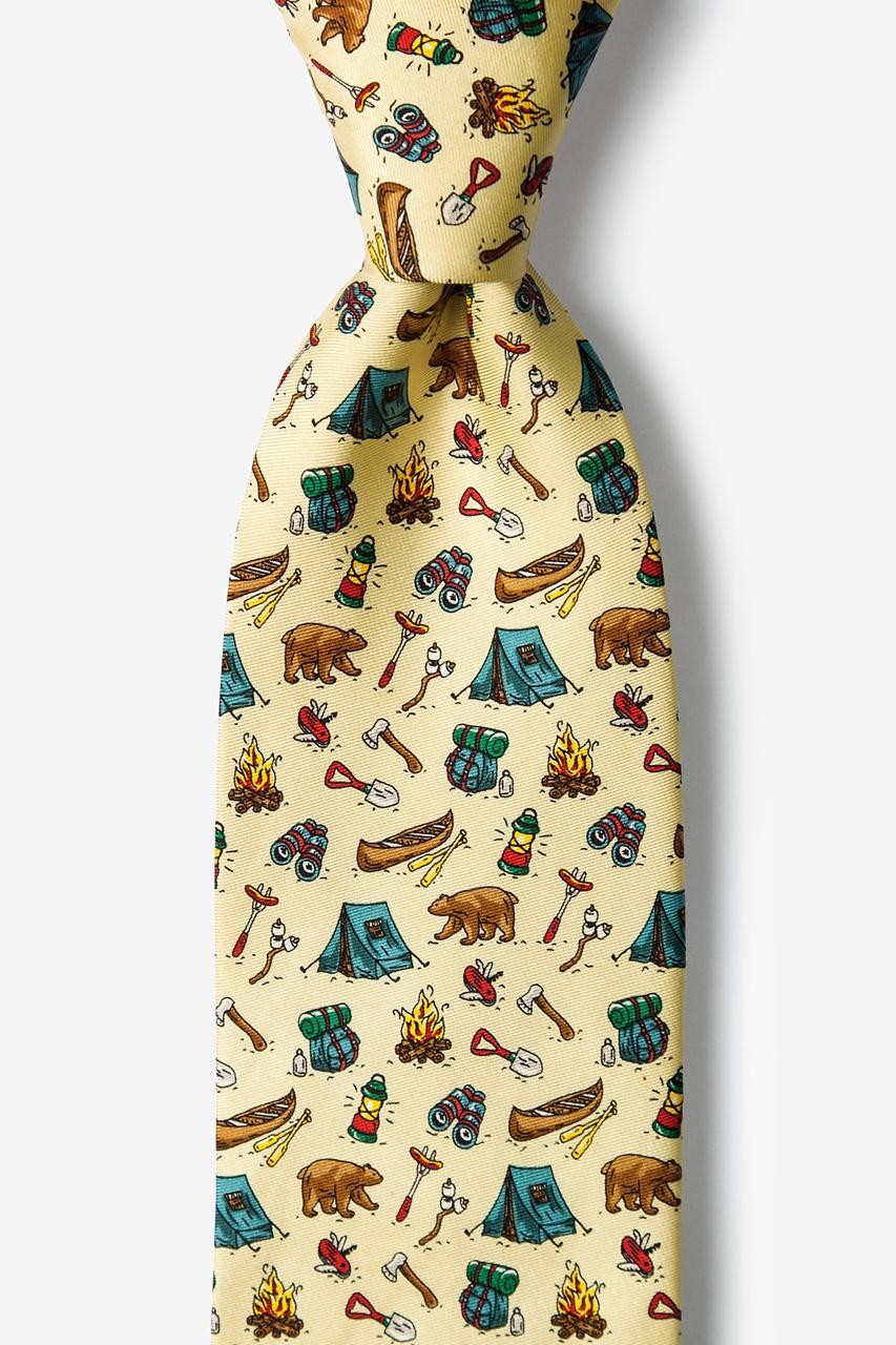 alynn Camping is In-tents beige 100% silk Tie