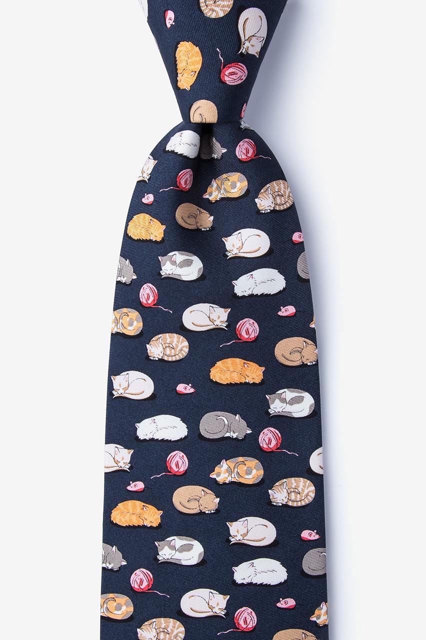 Alynn Cat Nap Charcoal 100% Silk Tie