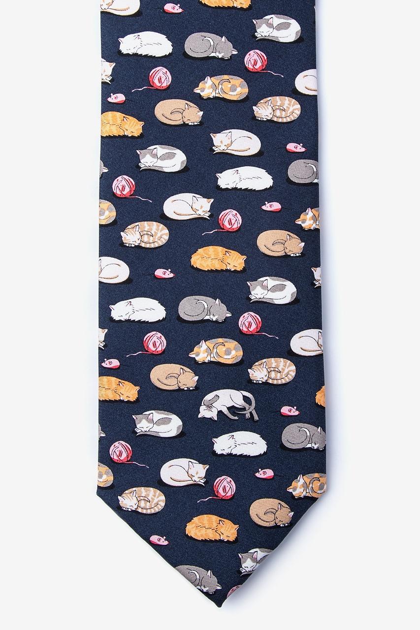 alynn Cat Nap charcoal 100% silk Tie