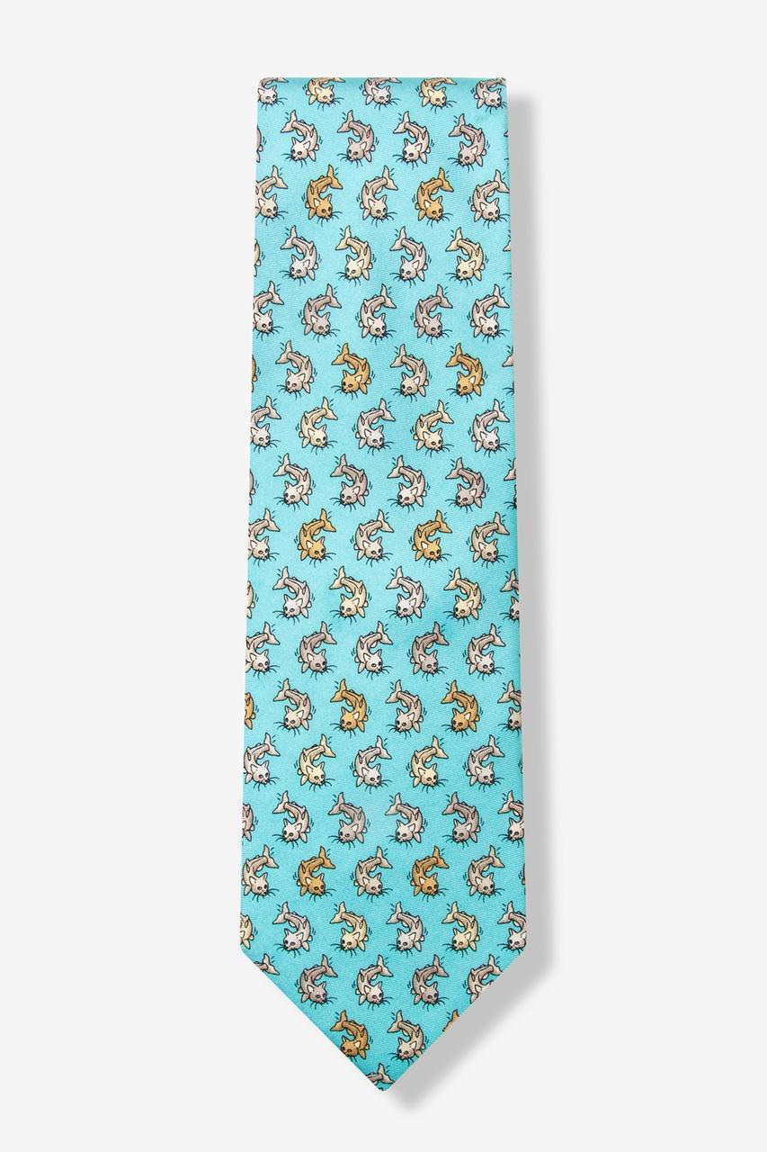 Alynn Catfish Aqua 100% Silk Tie