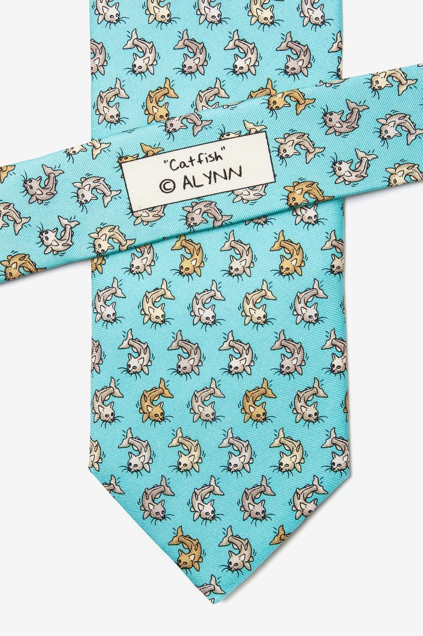 Alynn Catfish Aqua 100% Silk Tie