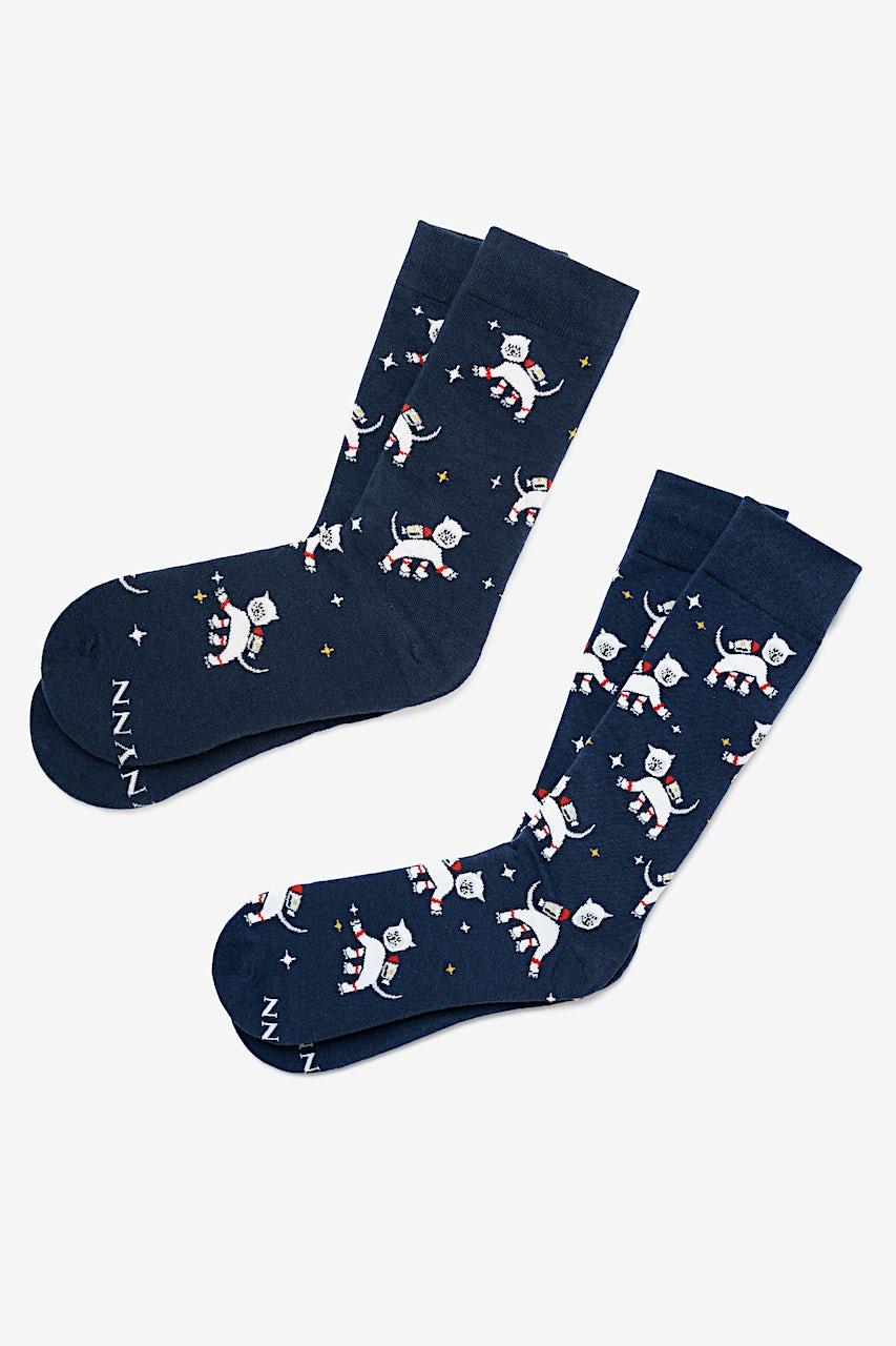 alynn Catstronauts Navy Blue His & Hers Socks