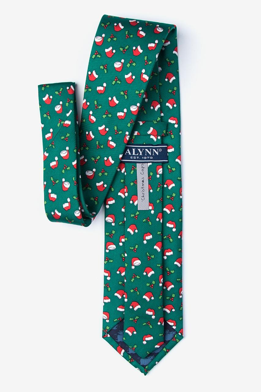 Alynn Christmas Caps Green 100% Silk Tie