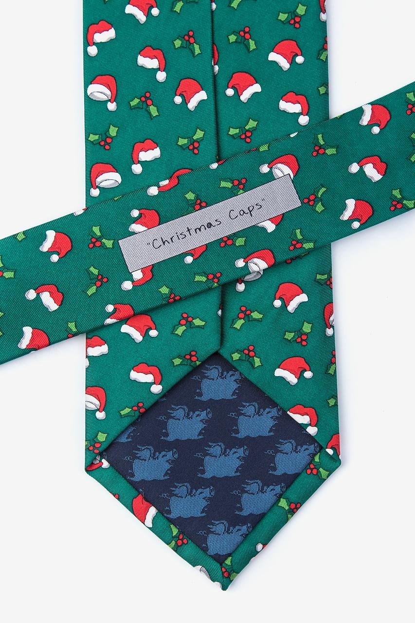 Alynn Christmas Caps Green 100% Silk Tie