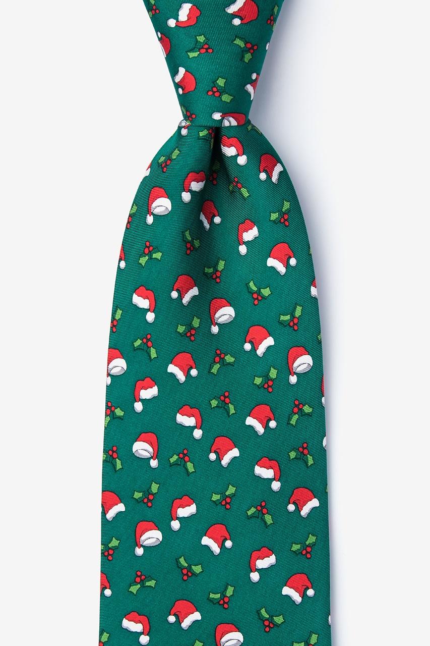 alynn Christmas Caps green 100% silk Tie