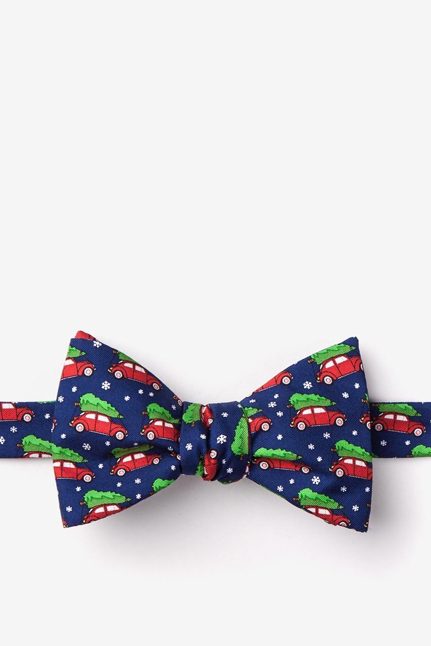 alynn Christmas Car-ma Navy Blue Self-Tie Bow Tie