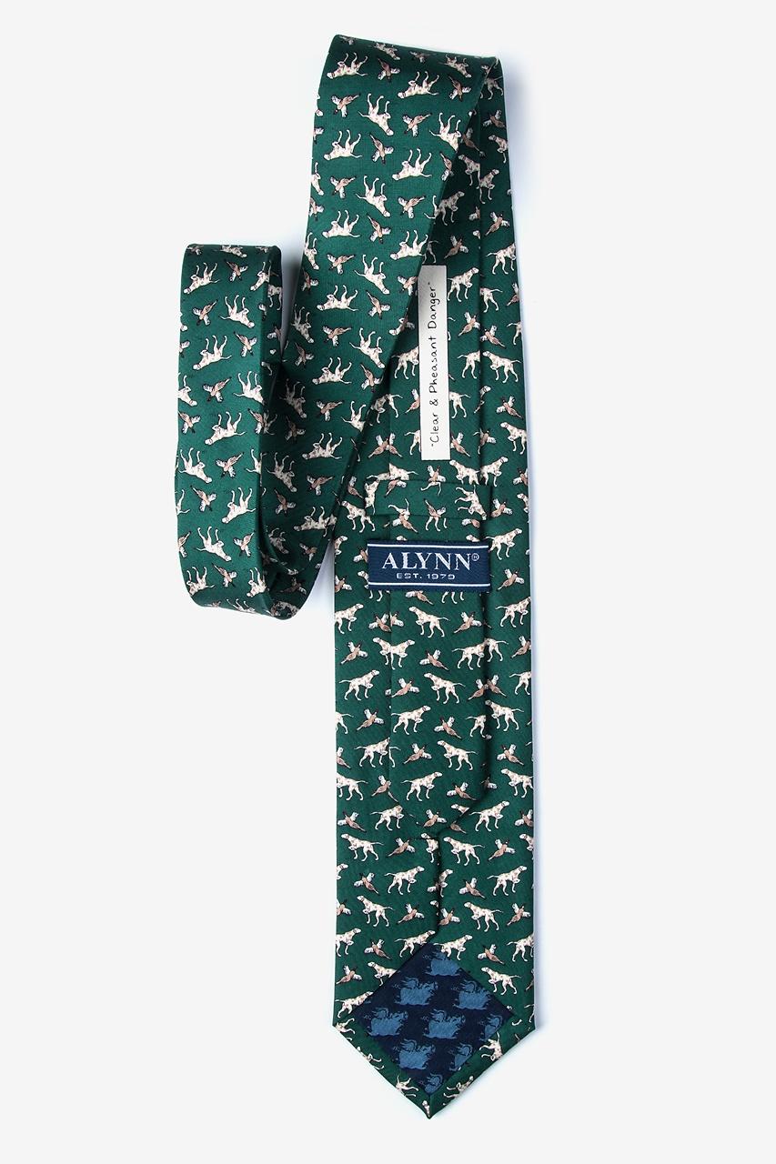 Alynn Clear & Pheasant Danger Green 100% Silk Tie