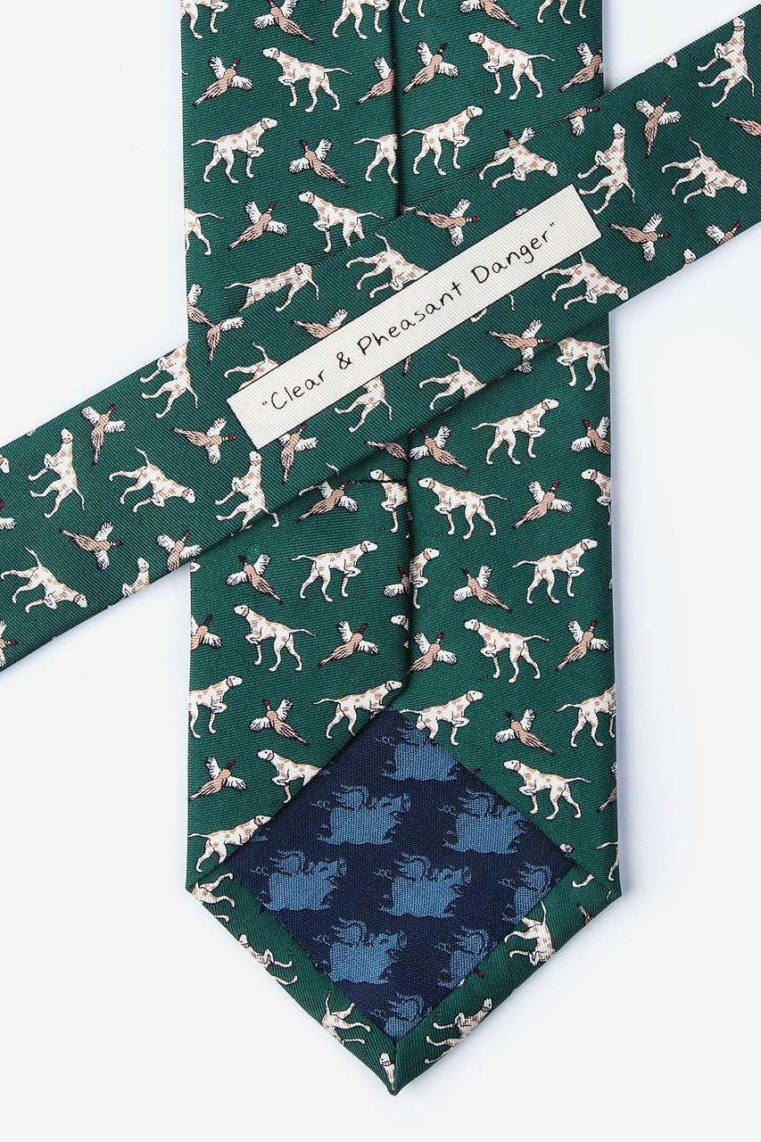 Alynn Clear & Pheasant Danger Green 100% Silk Tie