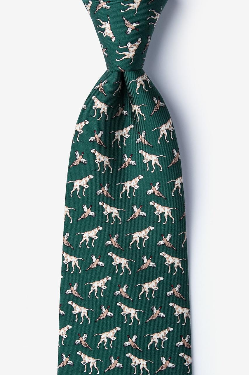 alynn Clear & Pheasant Danger green 100% silk Tie