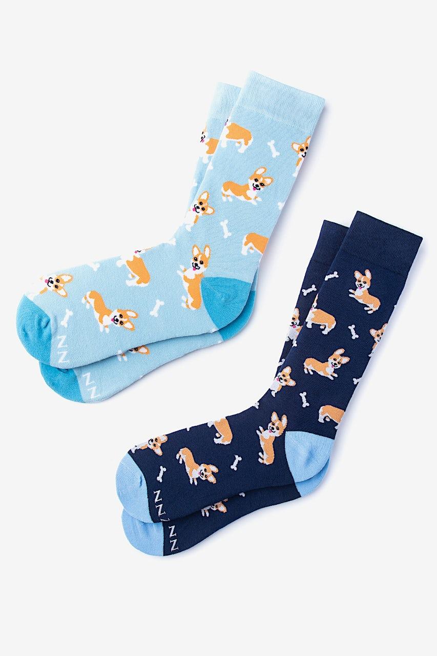 alynn Corgi Gang blue His & Hers Socks