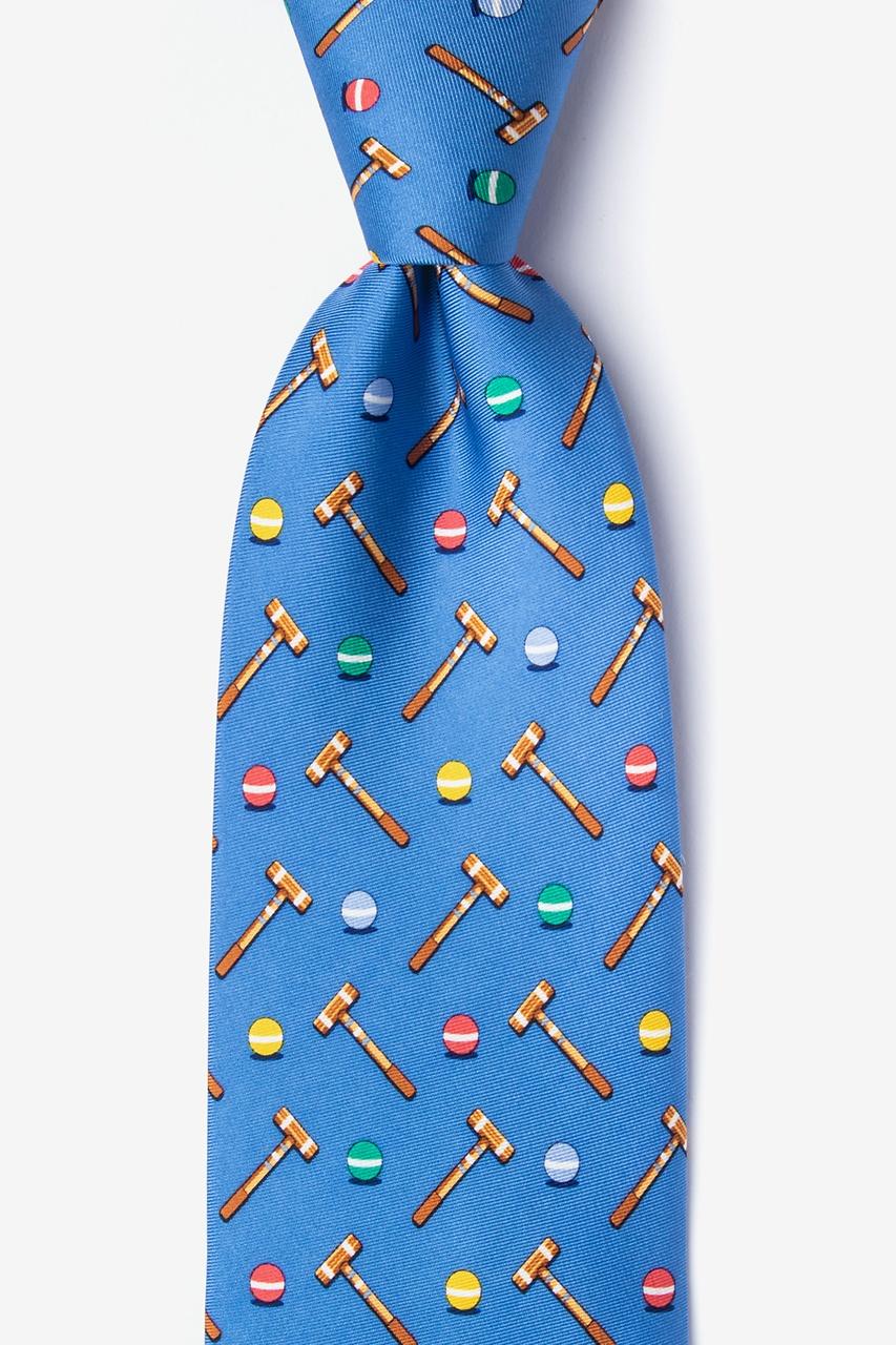 alynn Croquet All Day blue 100% silk Tie