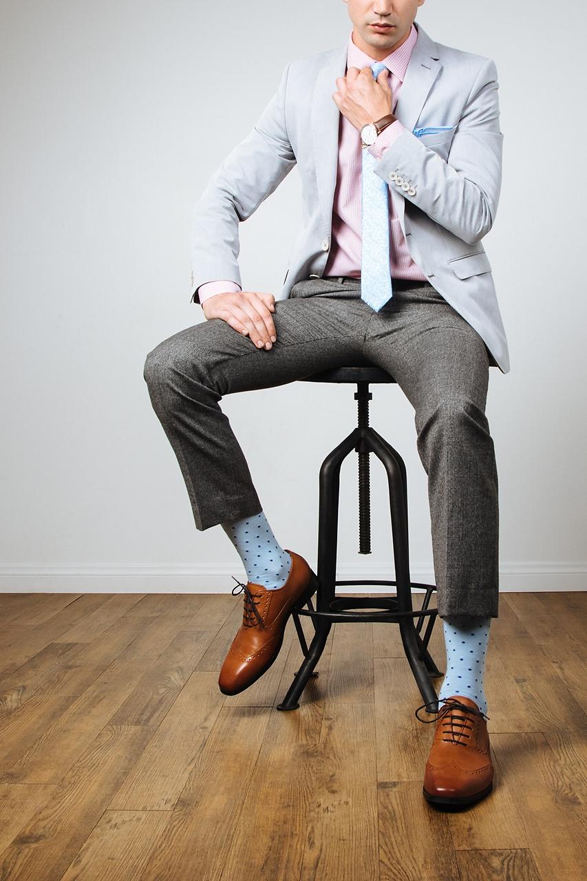Alynn Dapper Dots Light Blue Sock