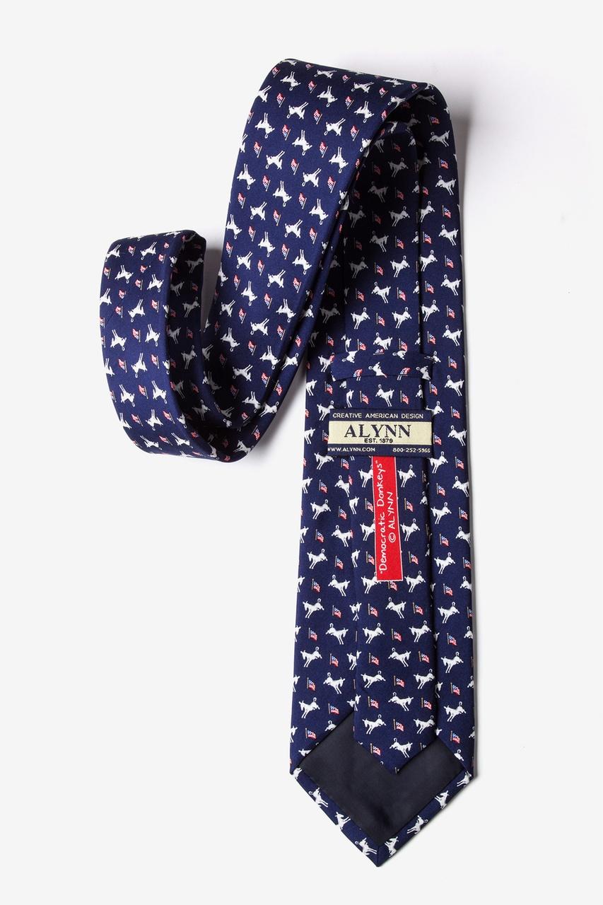 Alynn Democratic Donkeys Navy Blue 100% Silk Tie