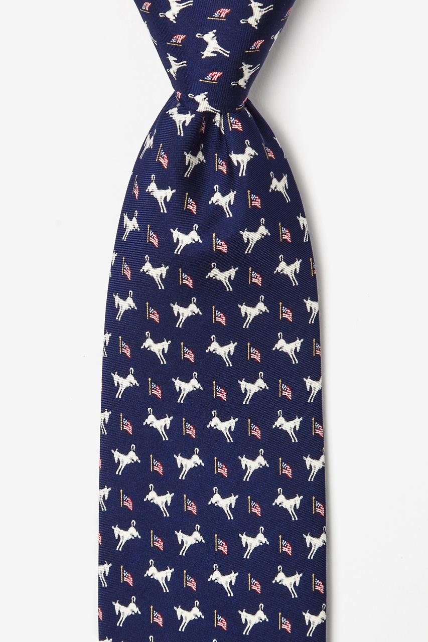 alynn Democratic Donkeys Navy Blue 100% silk Tie