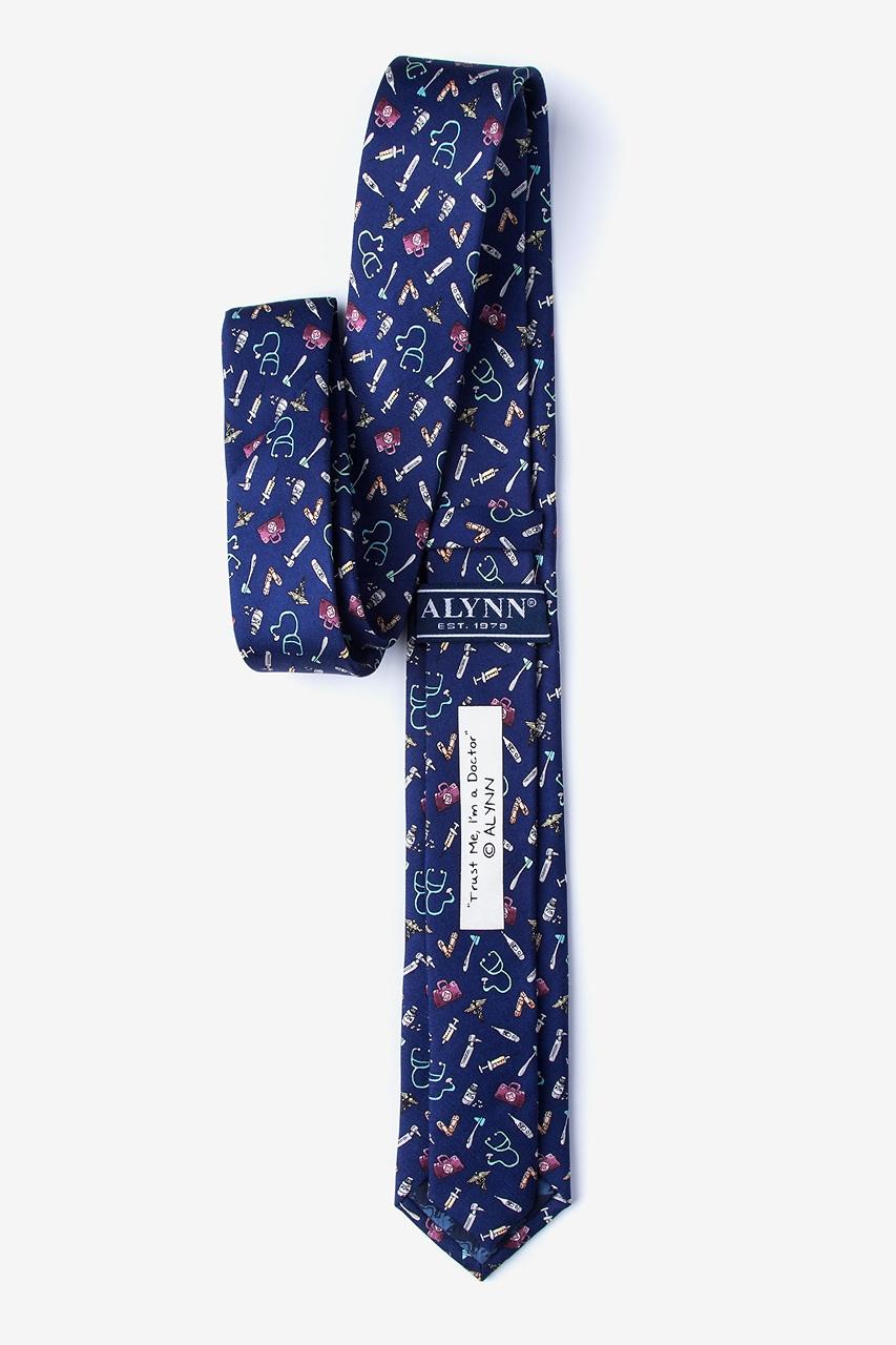 Alynn Doctor Navy Blue 100% Silk Skinny Tie