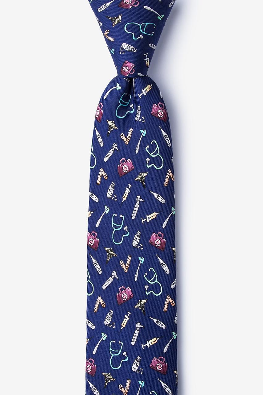 alynn Doctor Navy Blue 100% silk Skinny Tie