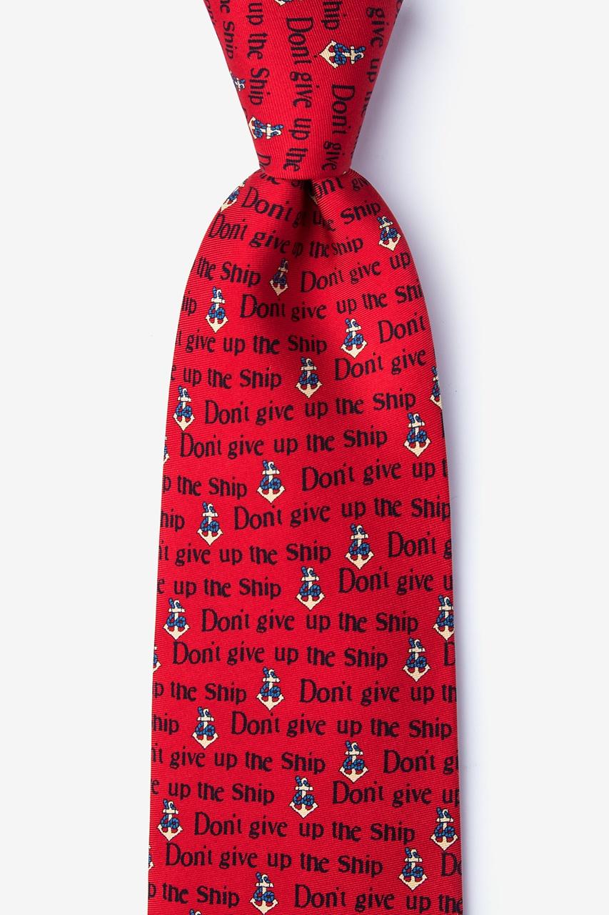 alynn Don't give up the ship red 100% silk Tie