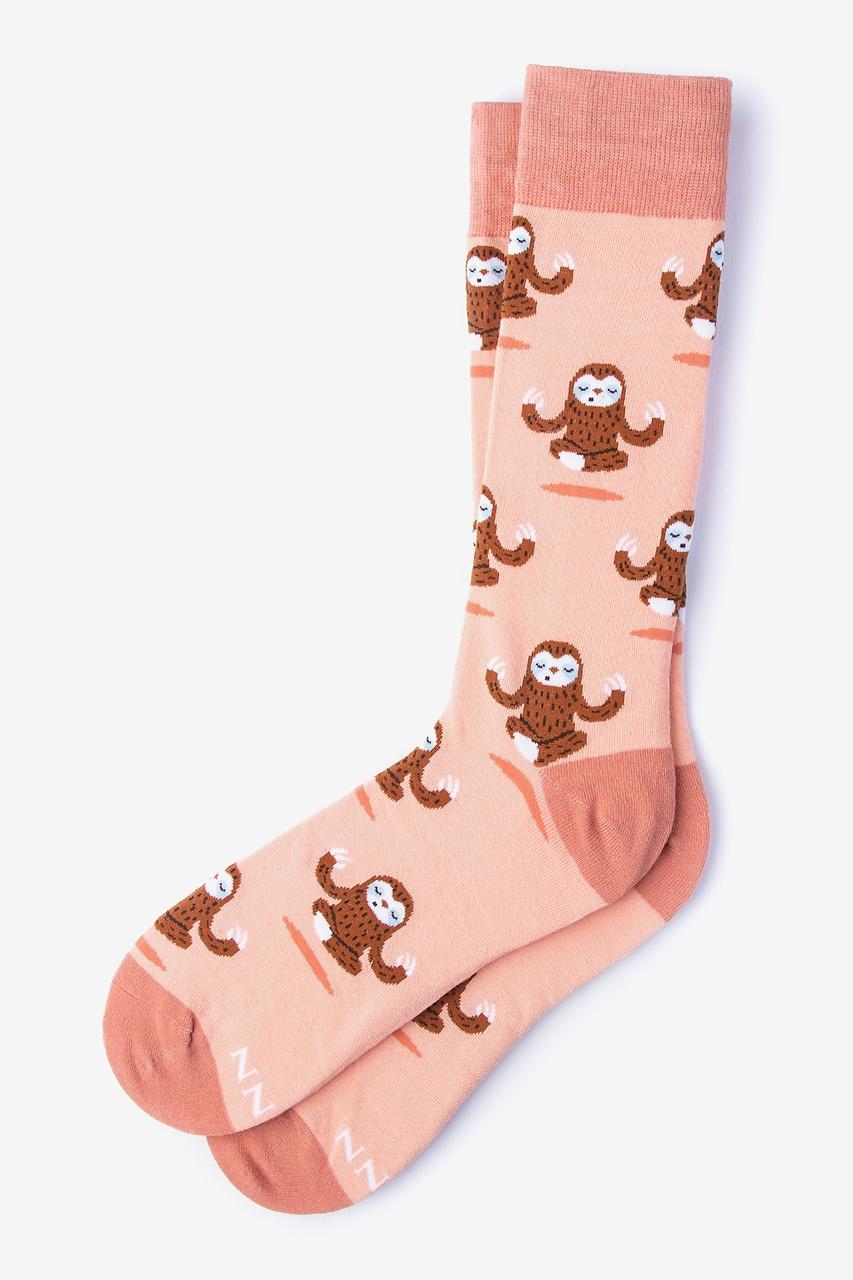 alynn Don't Hurry Be Happy - Sloths coral Sock