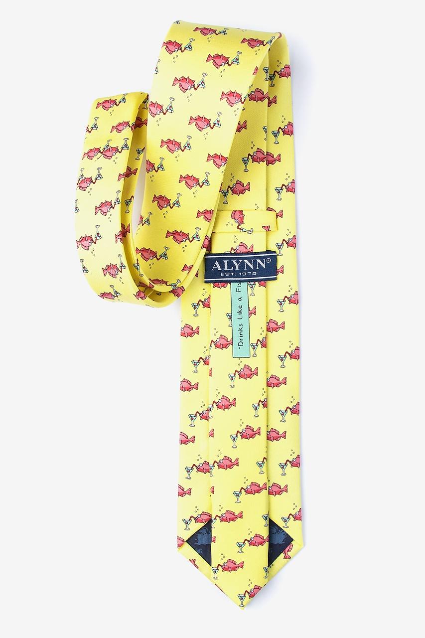 Alynn Drinks Like A Fish Yellow 100% Silk Tie