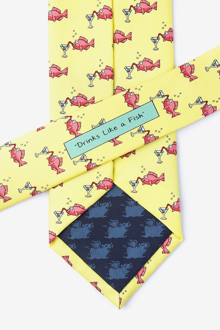 Alynn Drinks Like A Fish Yellow 100% Silk Tie