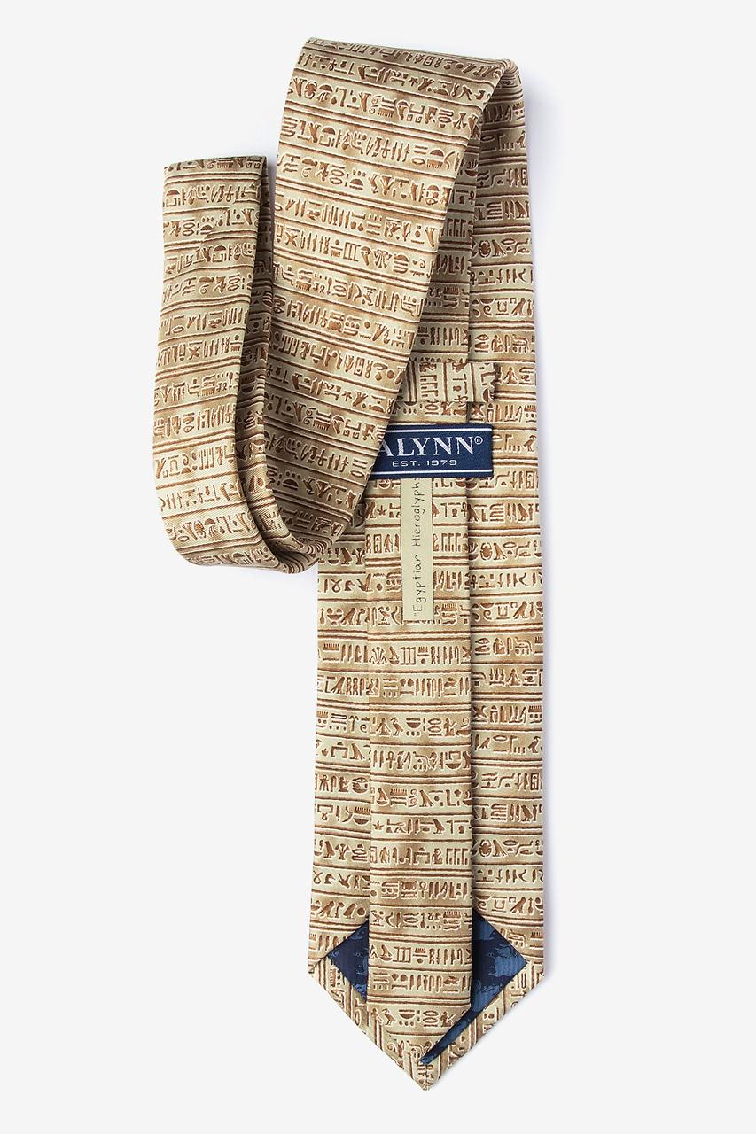 Alynn Egyptian Hieroglyphs Tan/taupe 100% Silk Tie