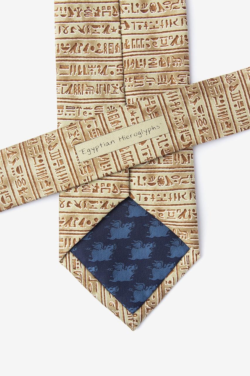 Alynn Egyptian Hieroglyphs Tan/taupe 100% Silk Tie