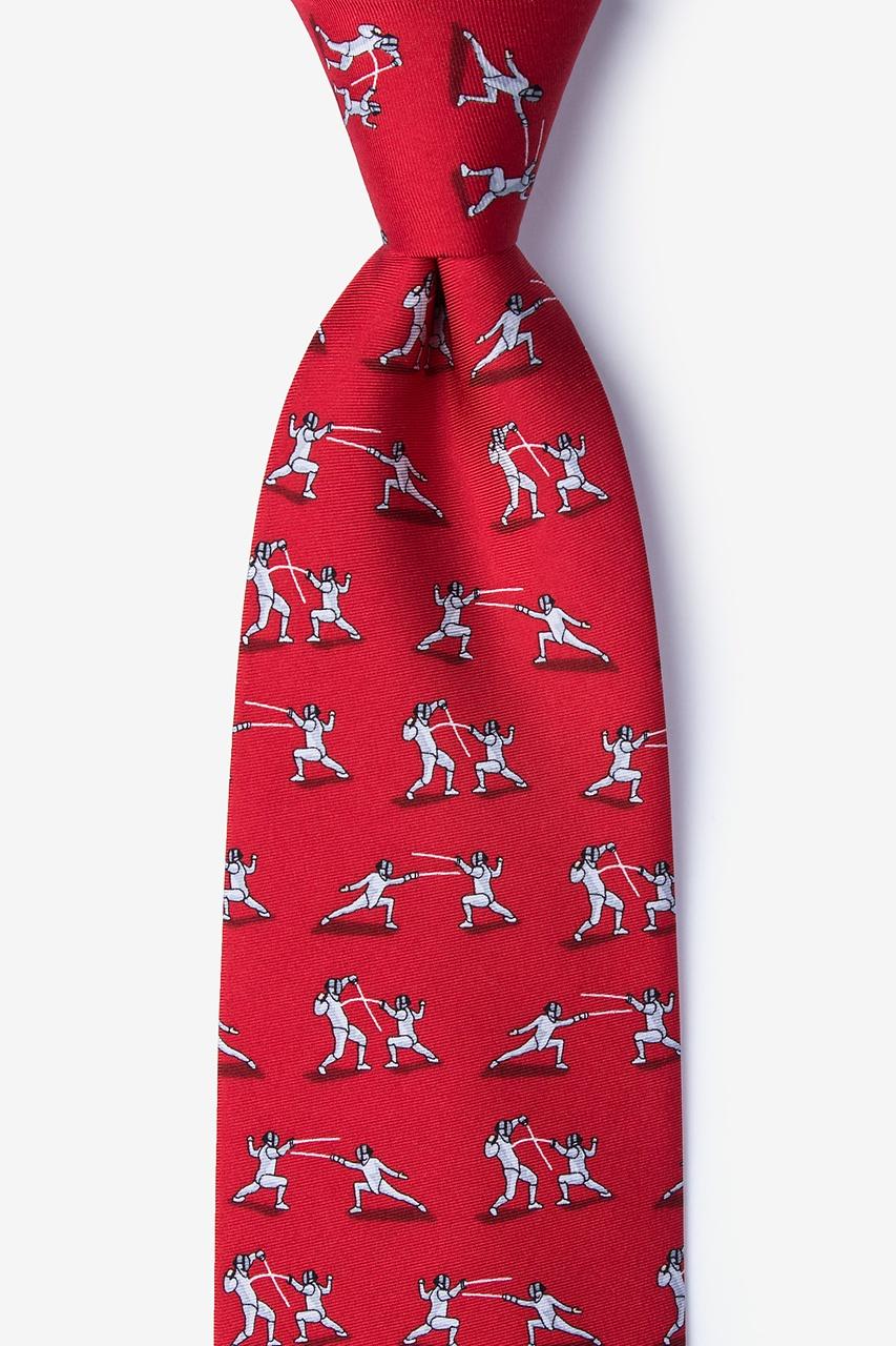 alynn En Garde FEncing red 100% silk Tie