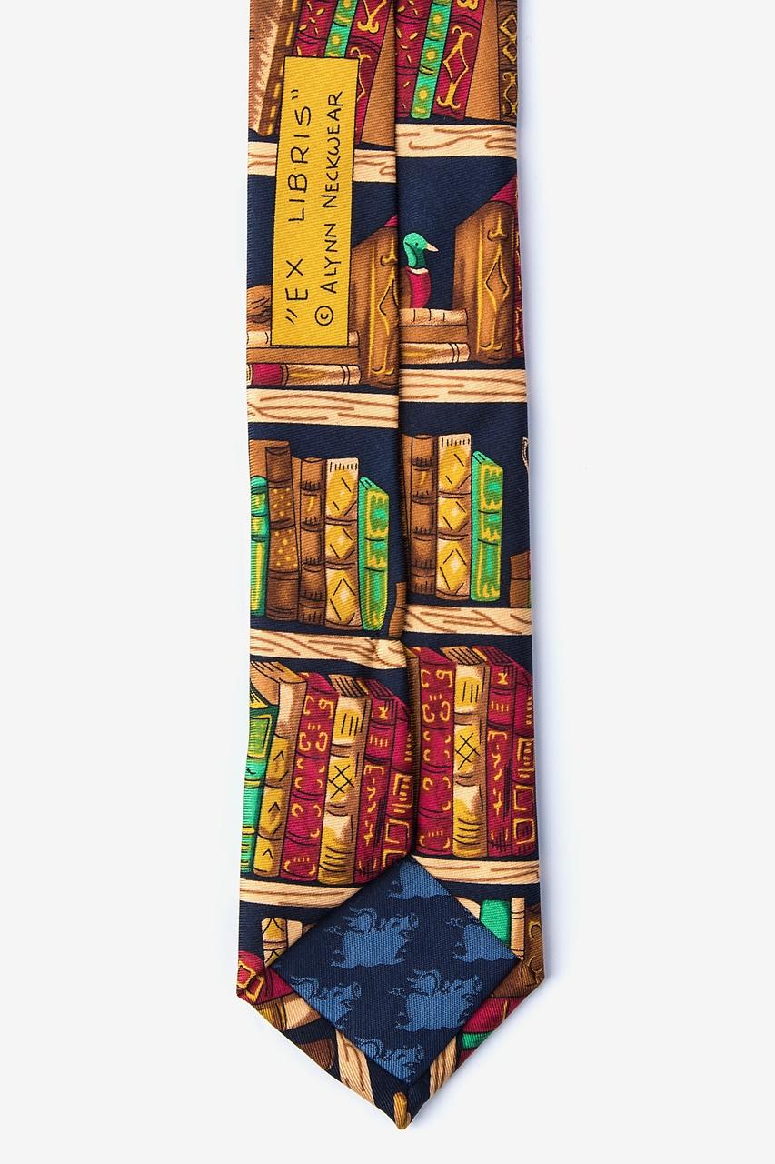 Alynn Ex Libris Navy Blue 100% Silk Skinny Tie