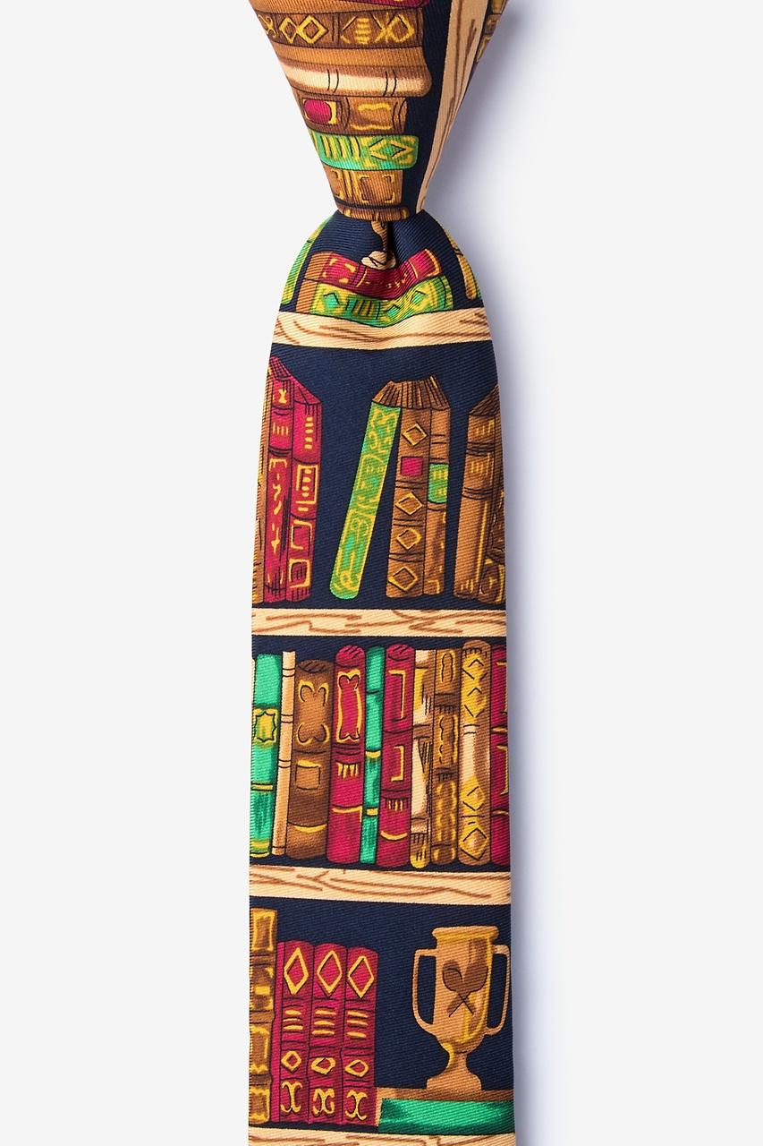 alynn Ex Libris Navy Blue 100% silk Skinny Tie