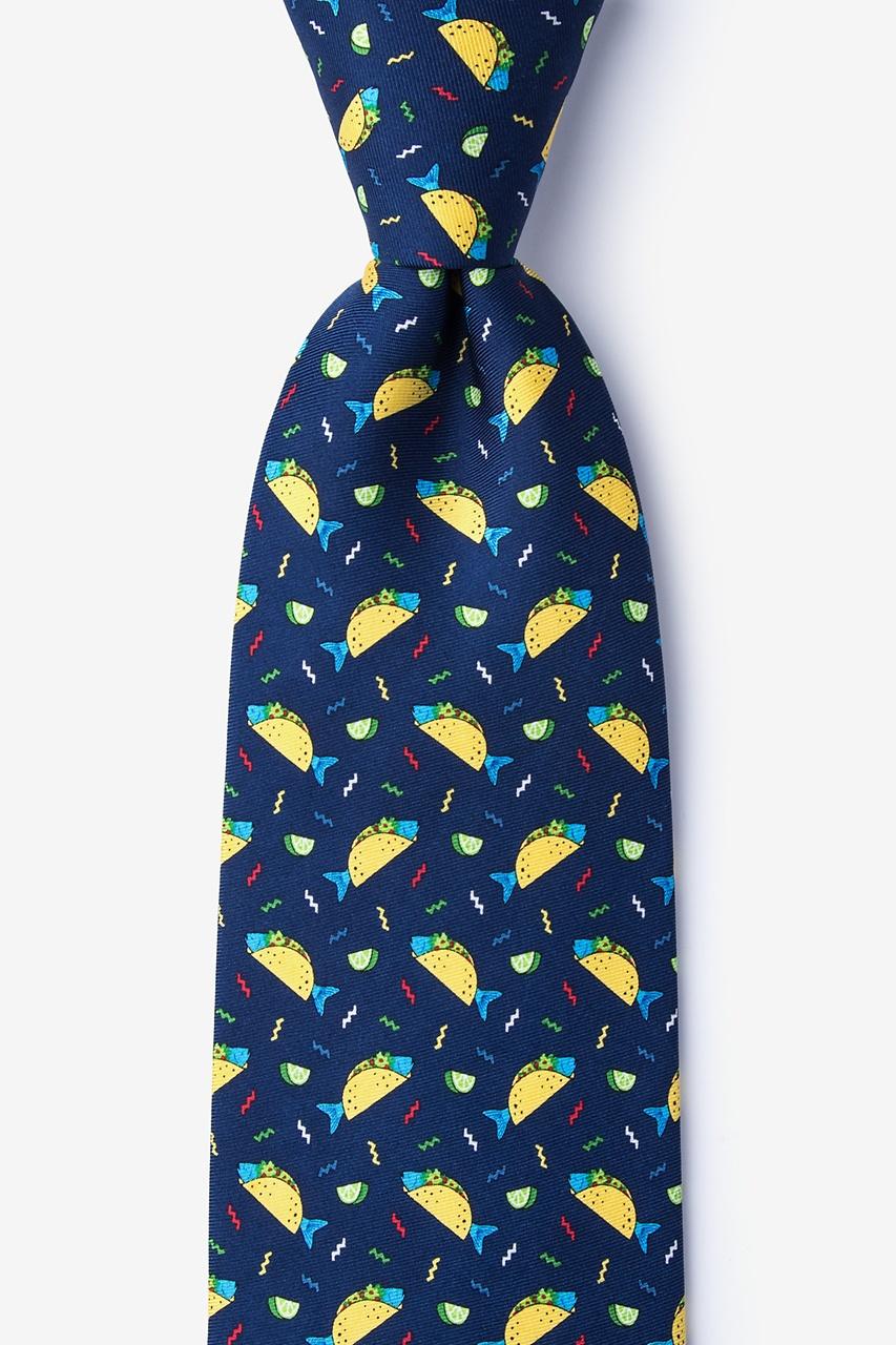 alynn Fish Tacos Navy Blue 100% silk Tie