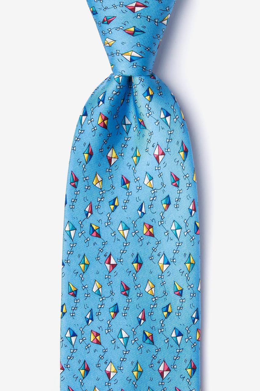 alynn Go Fly A Kite light blue 100% silk Tie