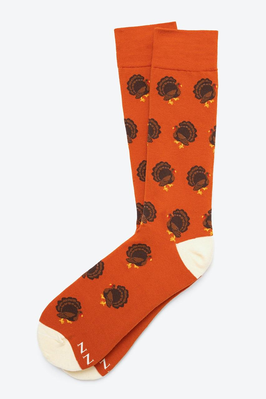 alynn Gobble Gobble Turkey burnt orange Sock