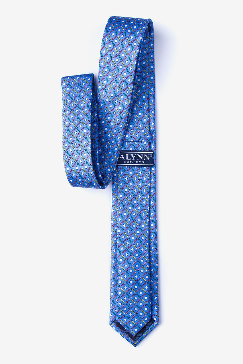 Alynn Golf Balls & Tees Blue 100% Silk Skinny Tie