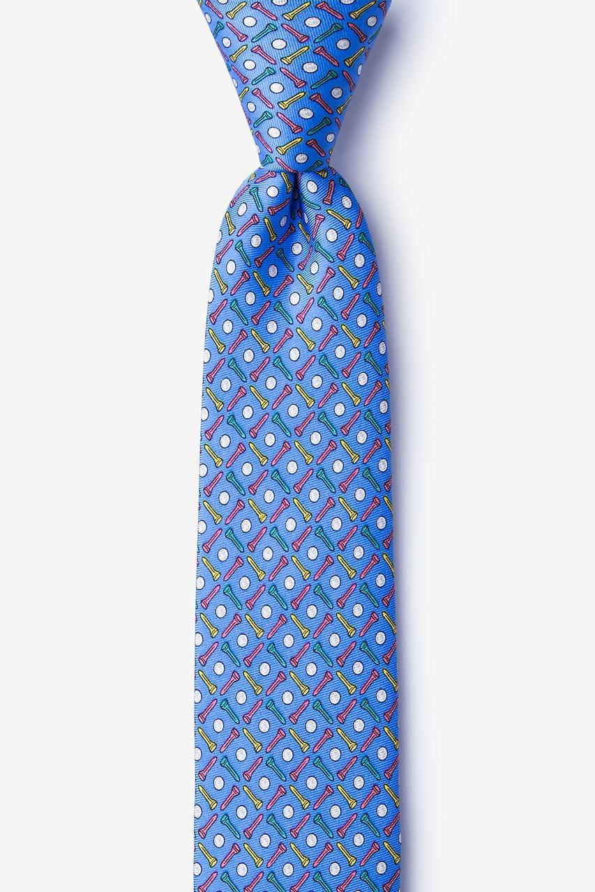 alynn Golf Balls & Tees blue 100% silk Skinny Tie