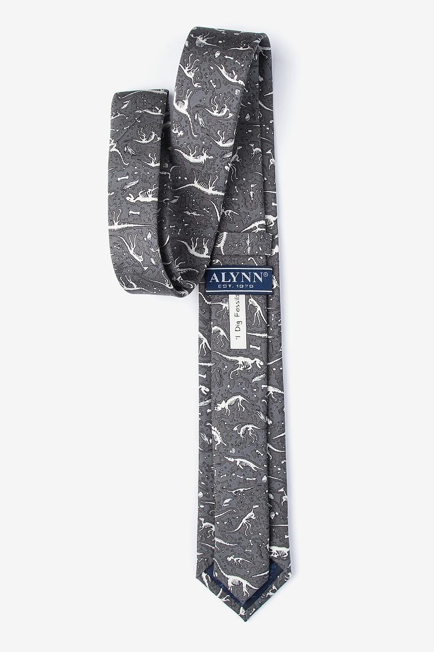 Alynn Gray Dig Fossils Gray 100% Silk Skinny Tie