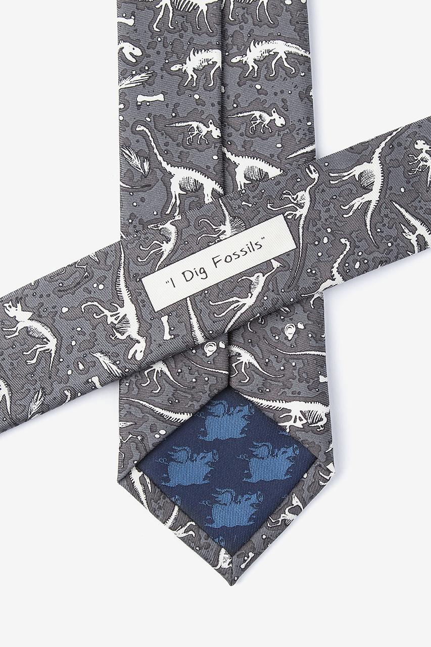 Alynn Gray Dig Fossils Gray 100% Silk Skinny Tie