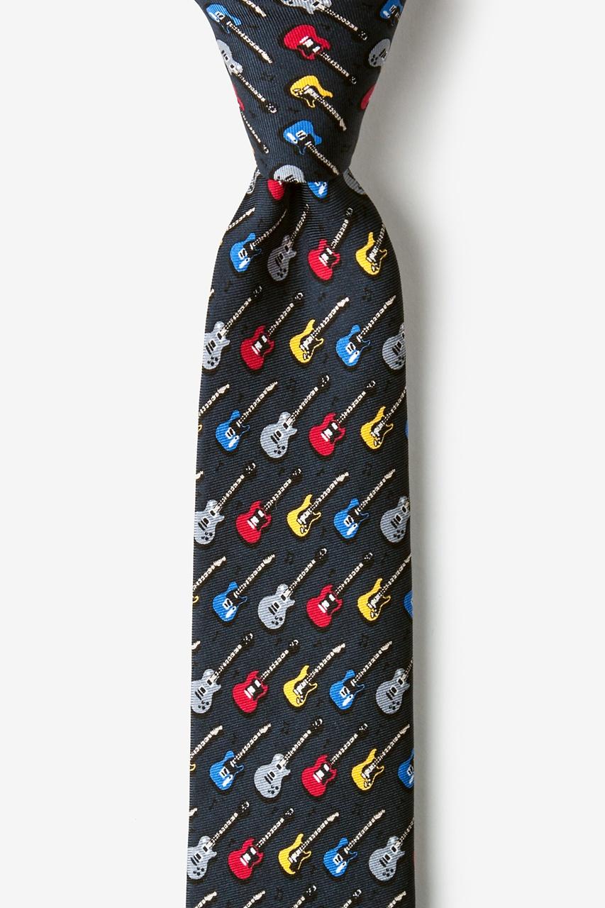 alynn Guitar God charcoal 100% silk Skinny Tie