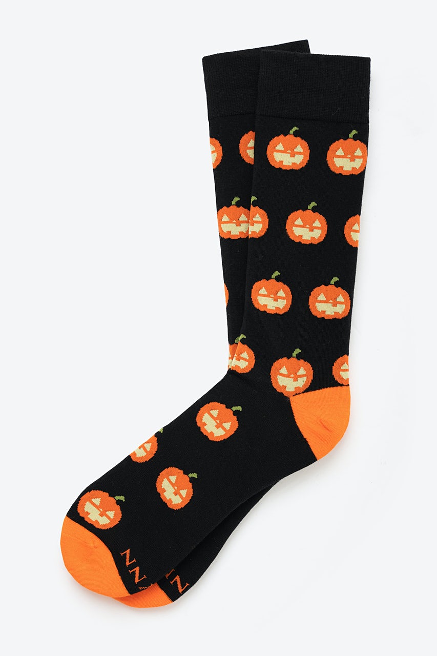 alynn Happy Halloween Jack O Lanterns black Sock