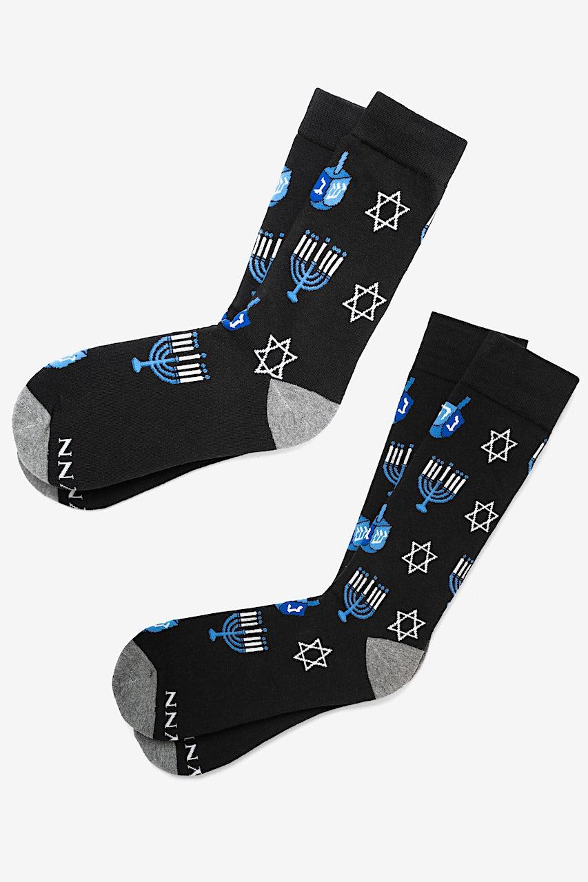 Alynn Happy Hannukah Black His & Hers Socks