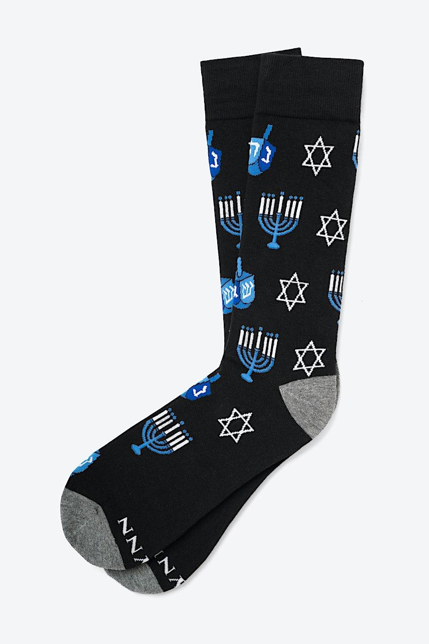 Alynn Happy Hannukah Black His & Hers Socks