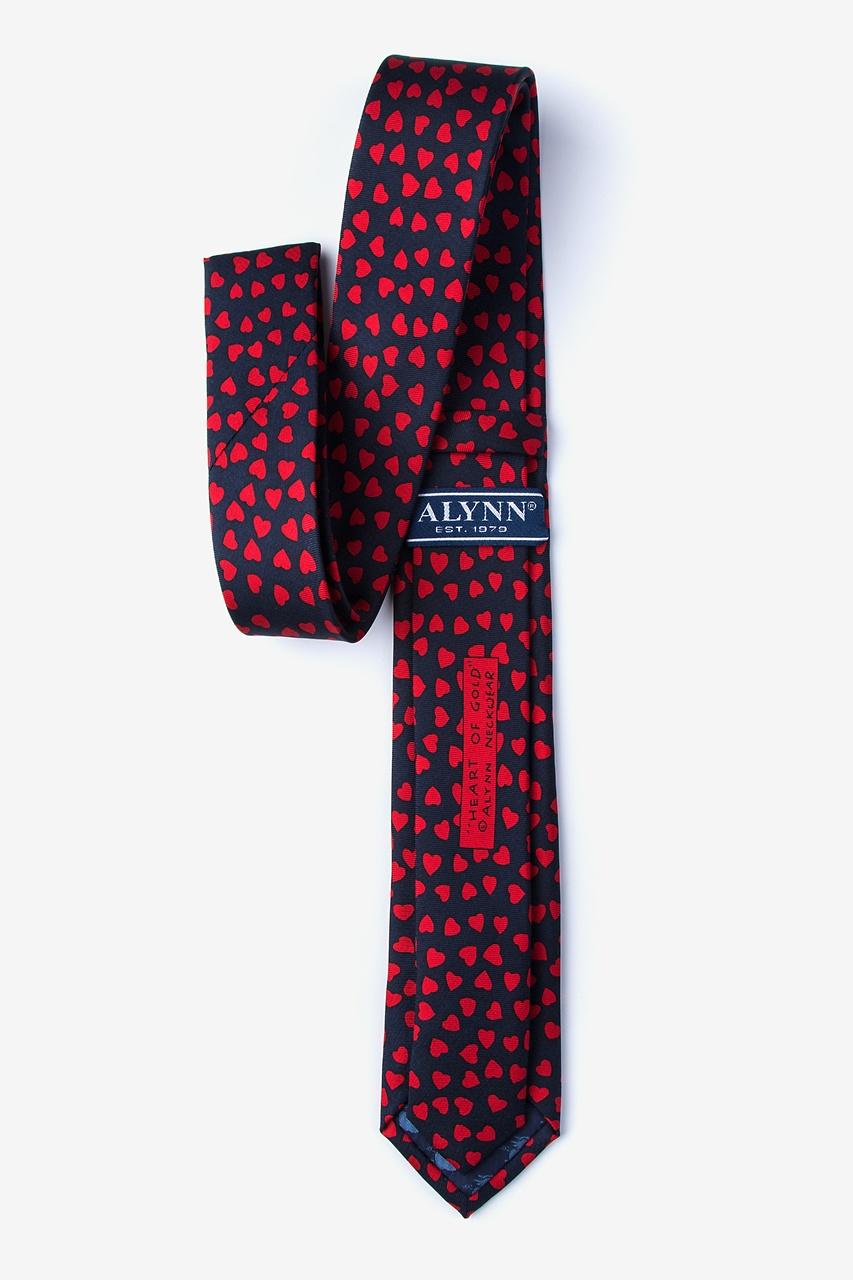 Alynn Heart Of Gold Navy Blue 100% Silk Skinny Tie