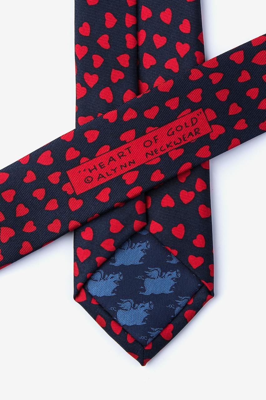 Alynn Heart Of Gold Navy Blue 100% Silk Skinny Tie