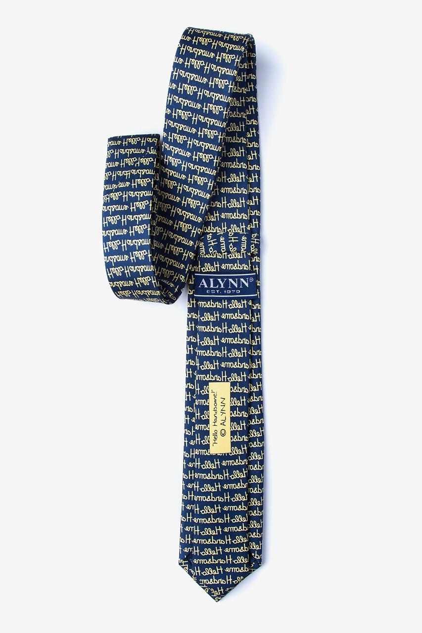 Alynn Hello Handsome Navy Blue 100% Silk Skinny Tie