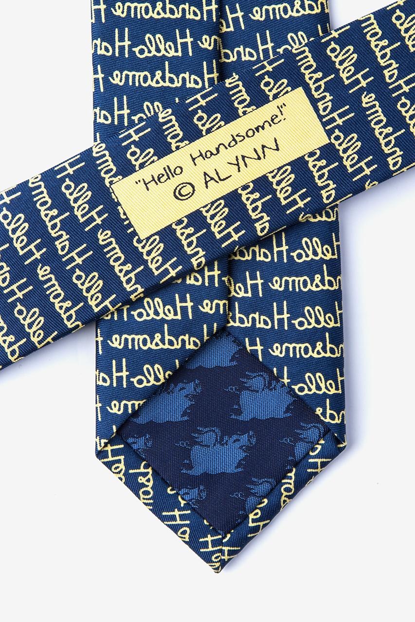 Alynn Hello Handsome Navy Blue 100% Silk Skinny Tie